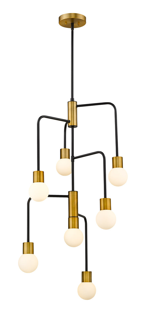 Z-Lite Neutra Chandelier in Matte Black + Foundry Brass 621-7MB-FB