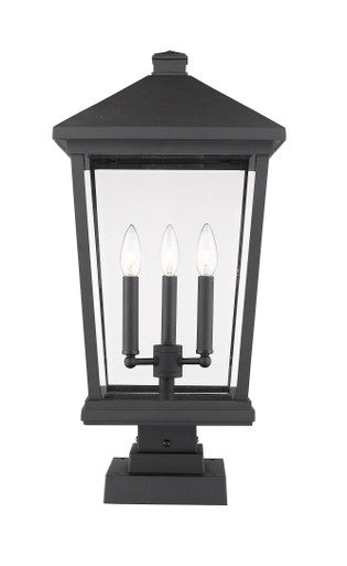 Z-Lite Beacon 3 Light Outdoor Pier Mounted Fixture in Black 568PHXLS-SQPM-BK