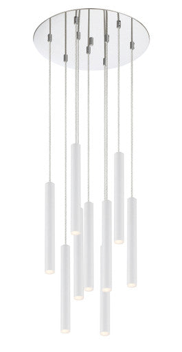 Z-Lite Forest 9 Light Chandelier in Chrome 917MP12-WH-LED-9RCH