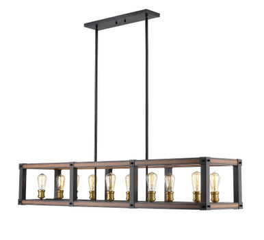 Z-Lite Kirkland 10 Light Linear Chandelier in Rustic Mahogany 472-10L-RM