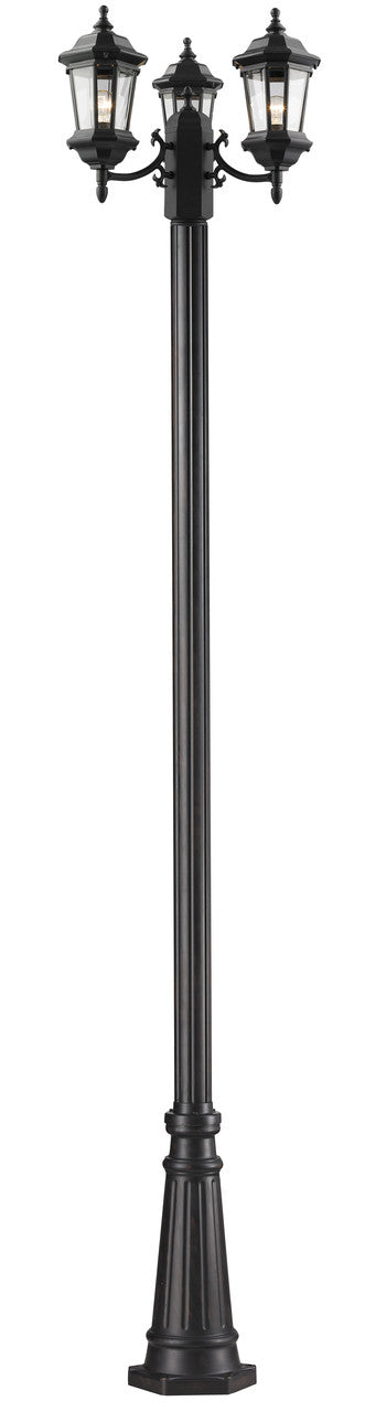 Z-Lite Melbourne Outdoor Post Mounted Fixture in Black 540MP3-519P-BK