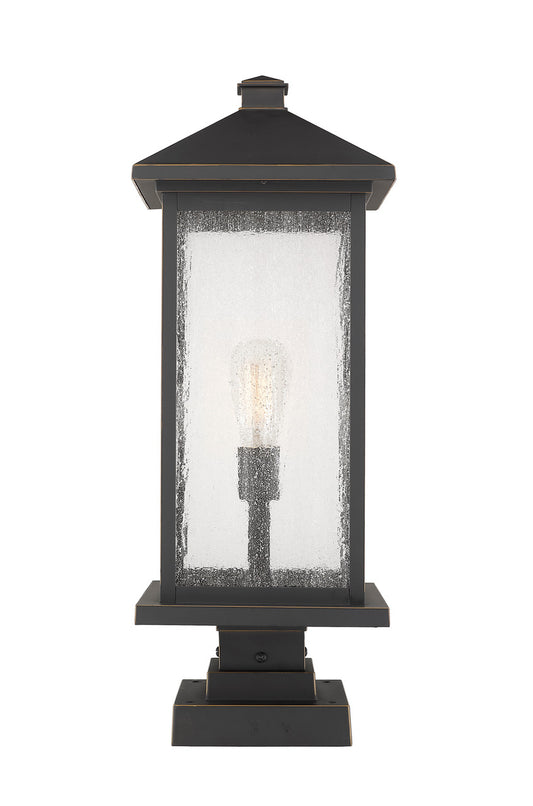 Z-Lite Portland Outdoor Pier Mounted Fixture in Oil Rubbed Bronze 531PHBXLS-SQPM-ORB