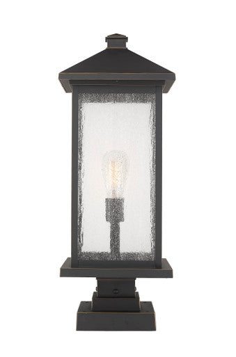 Z-Lite Portland 1 Light Outdoor Pier Mounted Fixture in Oil Rubbed Bronze 531PHBXLS-SQPM-ORB