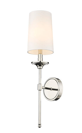 Z-Lite Emily 1 Light Wall Sconce in Polished Nickel 3033-1S-PN