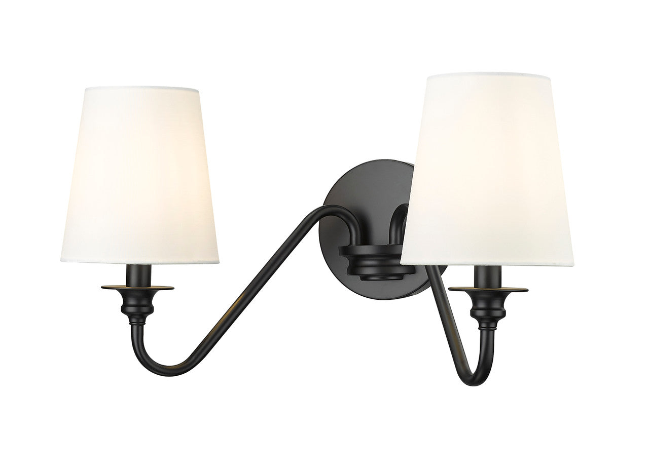 Z-LITE Gianna 2 Light Wall Sconce in Matte Black 7509-2S-MB