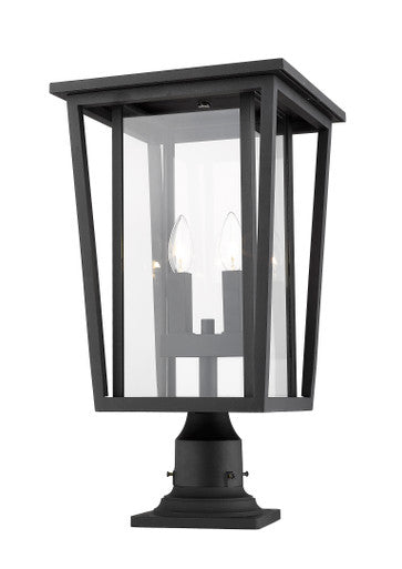 Z-Lite Seoul 2 Light Outdoor Pier Mounted Fixture in Black 571PHBR-533PM-BK