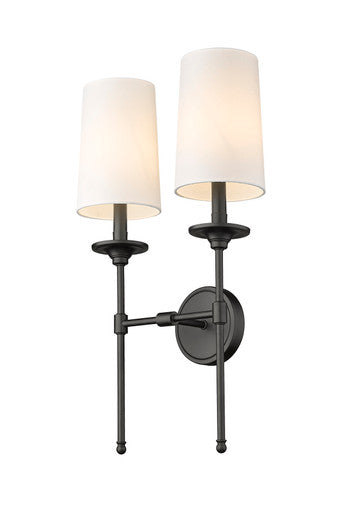 Z-Lite Emily 2 Light Wall Sconce in Matte Black 3033-2S-MB