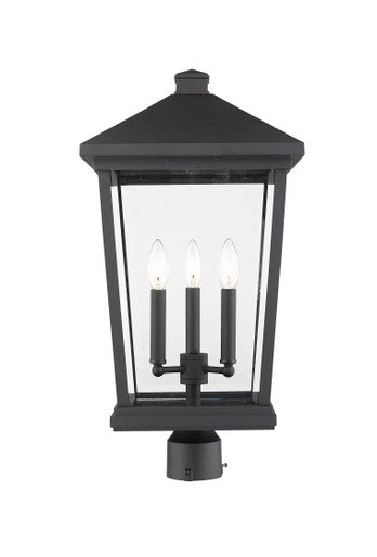 Z-Lite Beacon 3 Light Outdoor Post Mount Fixture in Black 568PHXLR-BK