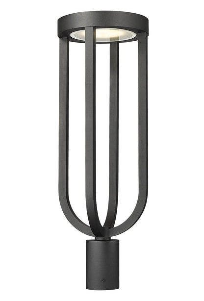 Z-LITE Leland 1 Light Outdoor Post Mount Fixture in Sand Black 5005PHB-BK-LED