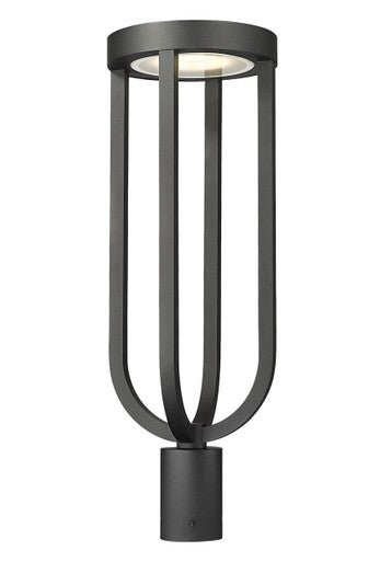 Z-Lite Leland 1 Light Outdoor Post Mount Fixture in Sand Black 5005PHB-BK-LED