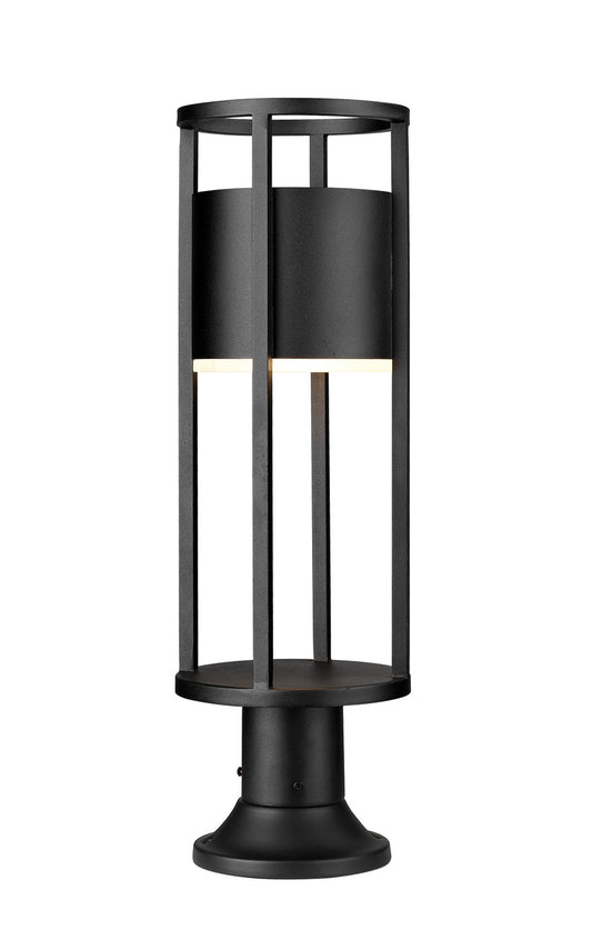 Z-Lite Luca 1 Light Outdoor Pier Mounted Fixture in Black 517PHM-553PM-BK-LED