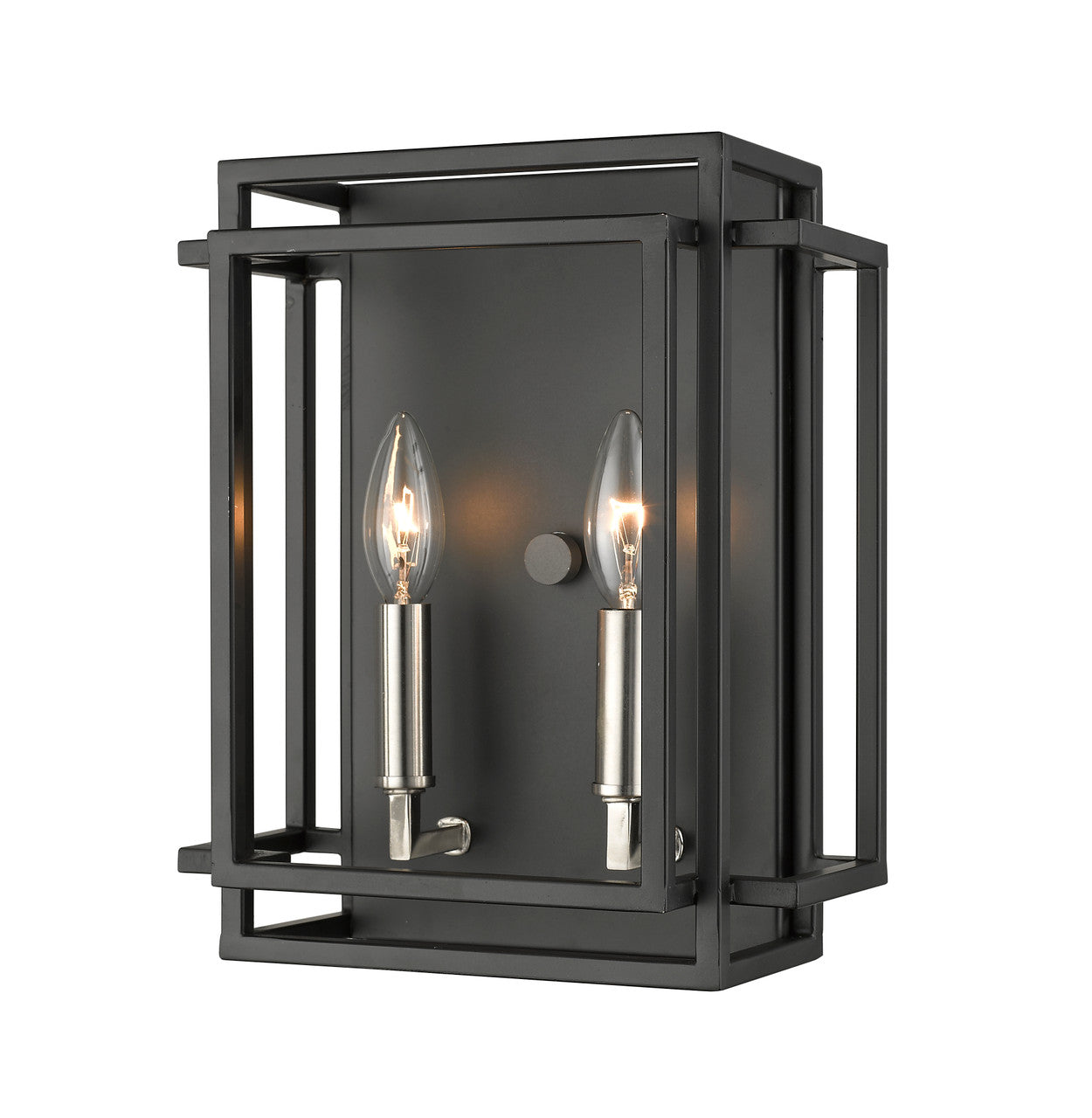 Z-Lite Titania 2 Light Wall Sconce in Black + Brushed Nickel 454-2S-BK-BN