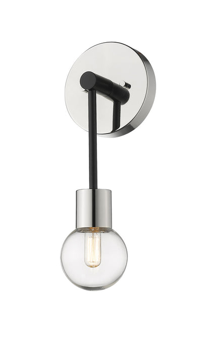 Z-Lite Neutra 1 Light Wall Sconce in Matte Black + Polished Nickel 621-1S-MB-PN