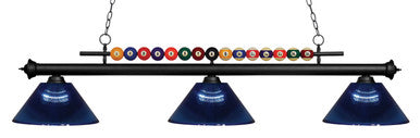 Z-Lite Shark 3 Light Billiard in Matte Black 170MB-ARDB