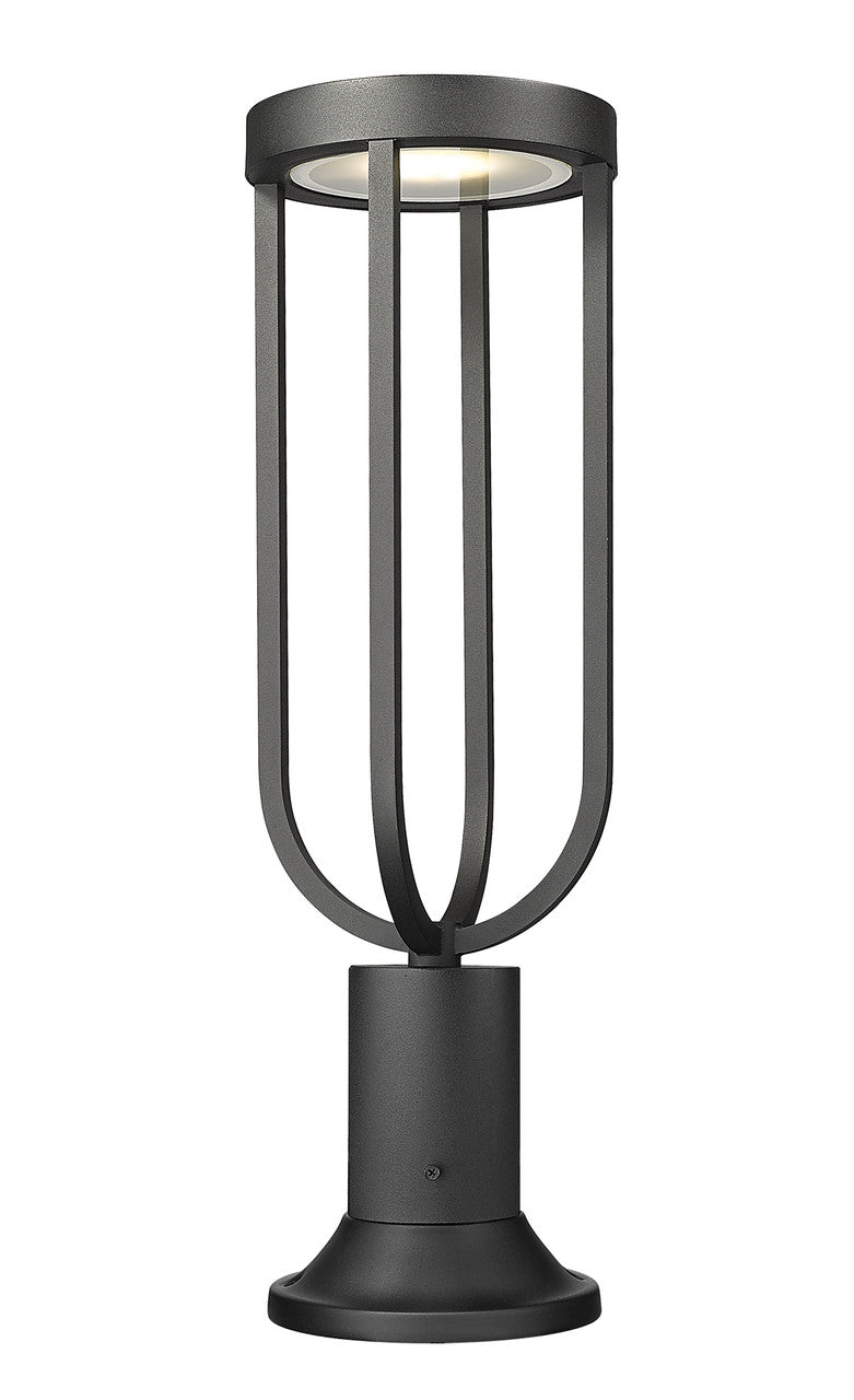 Z-LITE Leland 1 Light Outdoor Pier Mounted Fixture in Sand Black 5005PHM-553PM-BK-LED