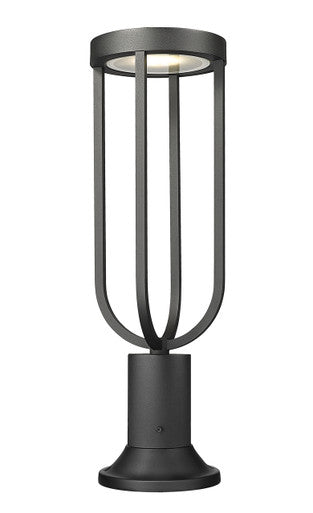 Z-Lite Leland 1 Light Outdoor Pier Mounted Fixture in Sand Black 5005PHM-553PM-BK-LED