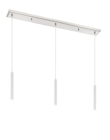 Z-Lite Forest 3 Light Linear Chandelier in Brushed Nickel 917MP12-WH-LED-3LBN