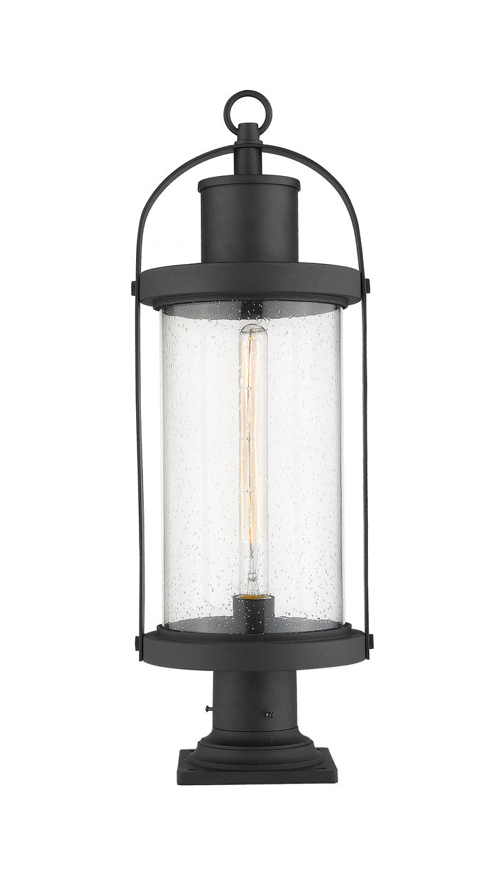 Z-Lite Roundhouse 1 Light Outdoor Pier Mounted Fixture in Black 569PHB-533PM-BK