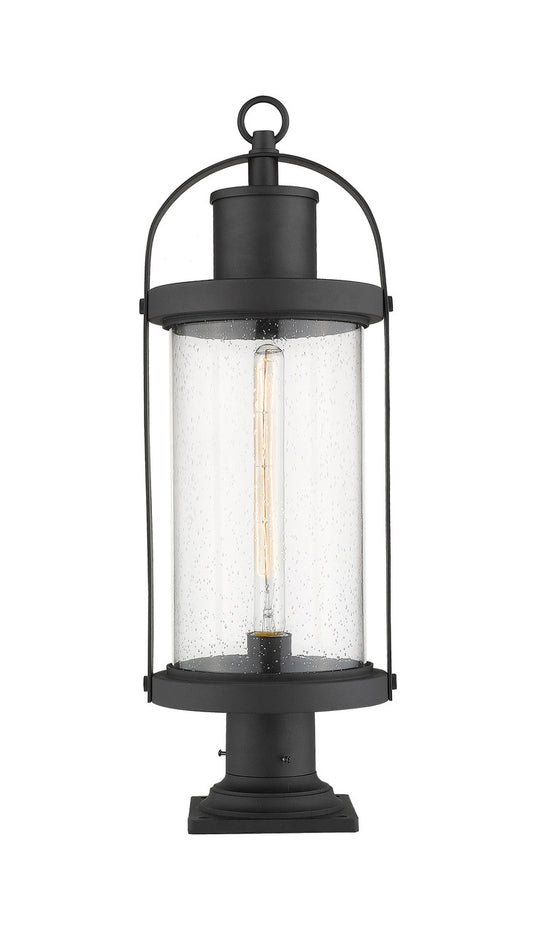 Z-Lite Roundhouse 1 Light Outdoor Pier Mounted Fixture in Black 569PHB-533PM-BK