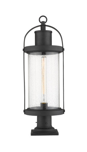 Z-Lite Roundhouse 1 Light Outdoor Pier Mounted Fixture in Black 569PHB-533PM-BK