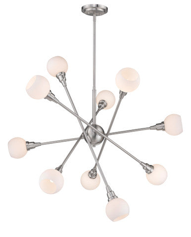 Z-Lite Tian 10 Light Pendant in Brushed Nickel 616-10C-BN-LED