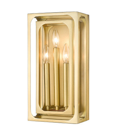 Z-Lite Easton 3 Light Wall Sconce in Rubbed Brass 3038-3S-RB