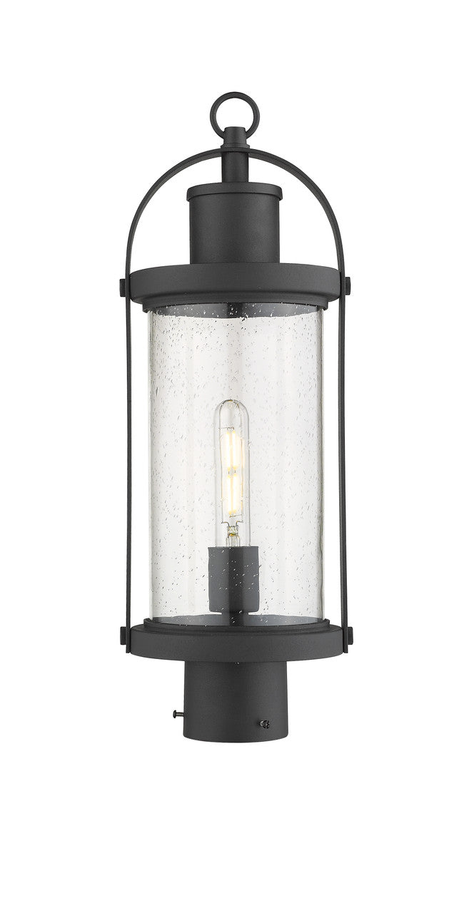 Z-Lite Roundhouse 1 Light Outdoor Post Mount Fixture in Black 569PHM-BK