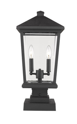 Z-Lite Beacon 2 Light Outdoor Pier Mounted Fixture in Black 568PHBS-SQPM-BK