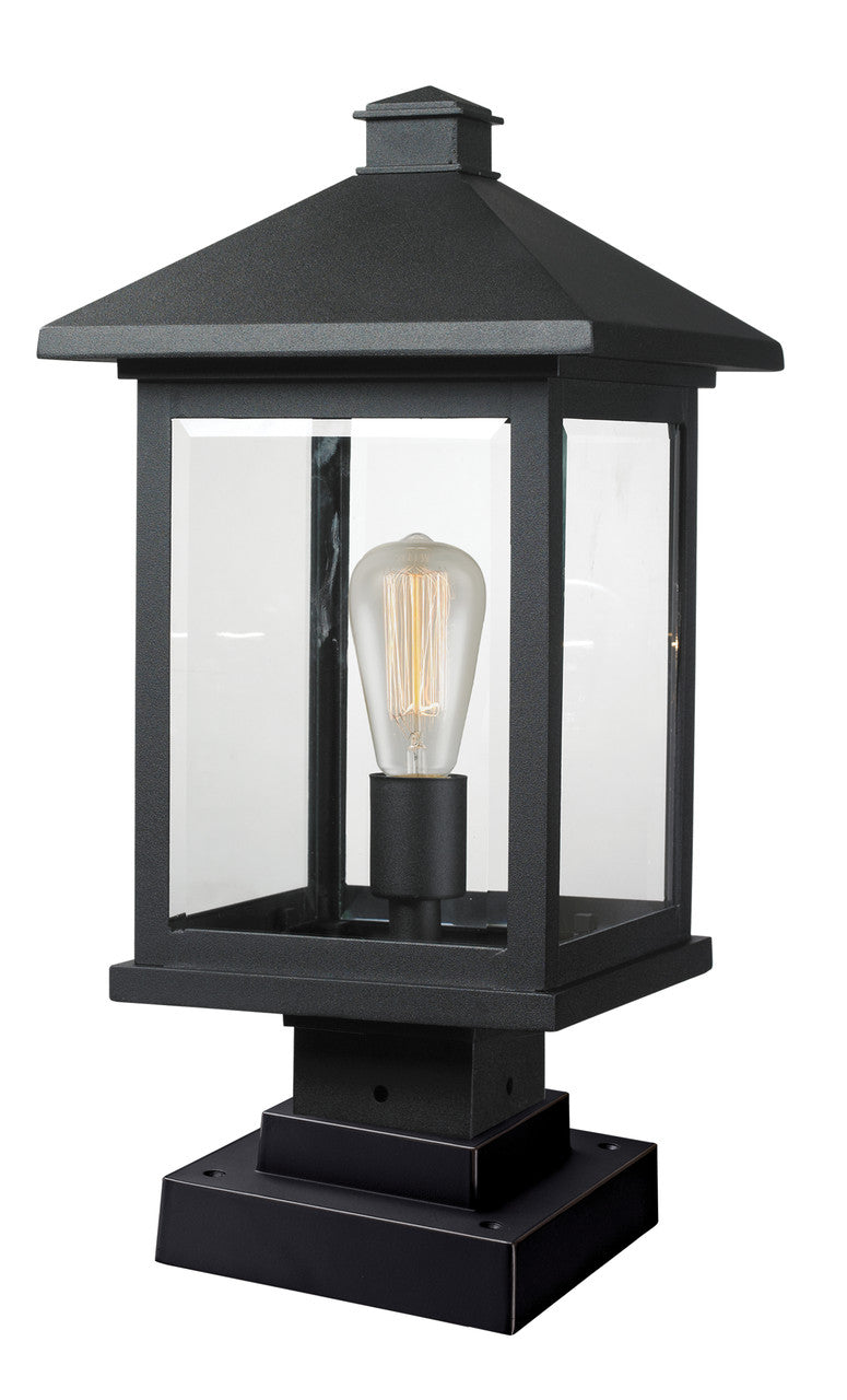 Z-Lite Portland 1 Light Outdoor Pier Mounted Fixture in Black 531PHBS-SQPM-BK