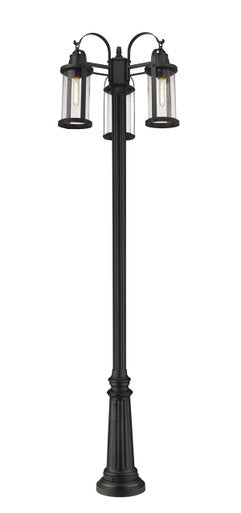 Z-Lite Roundhouse 3 Light Outdoor Post Mounted Fixture in Black 569MP3-511P-BK