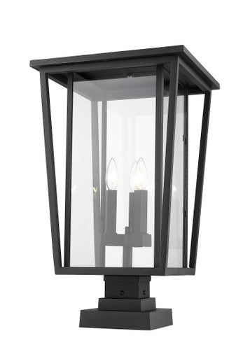 Z-Lite Seoul 3 Light Outdoor Pier Mounted Fixture in Black 571PHXLS-SQPM-BK