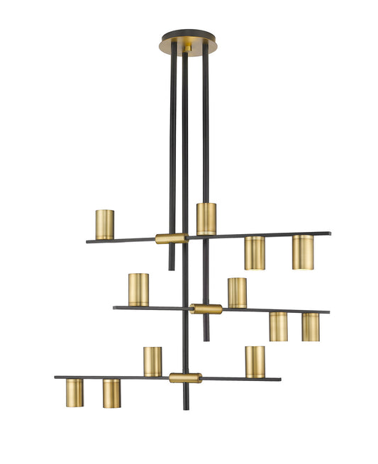 Z-Lite Calumet Chandelier in Matte Black + Olde Brass 814-12MB-OBR