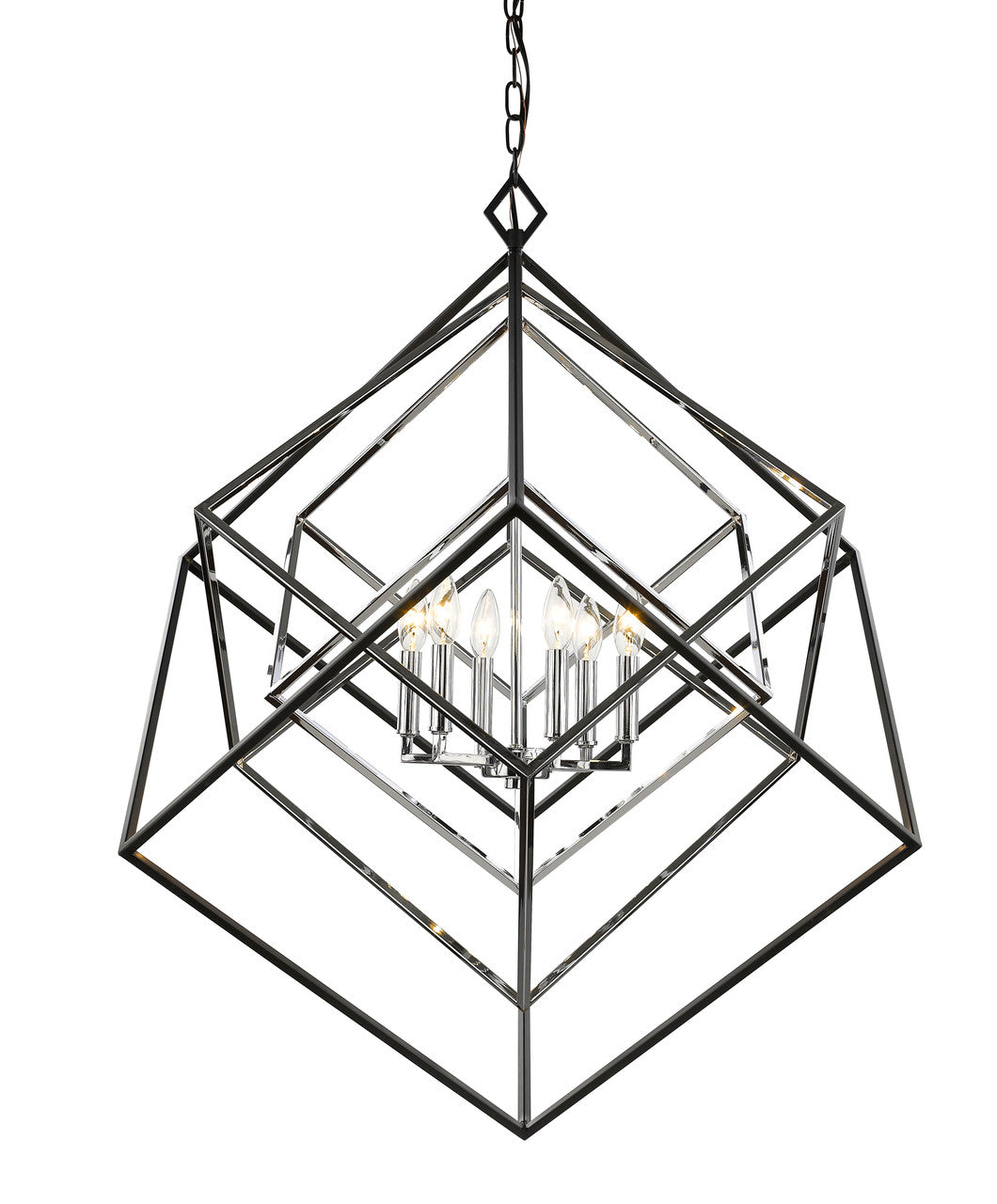 Z-Lite Euclid Chandelier in Chrome + Matte Black 457-6CH-MB