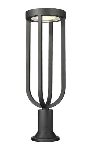 Z-Lite Leland 1 Light Outdoor Pier Mounted Fixture in Sand Black 5005PHB-553PM-BK-LED