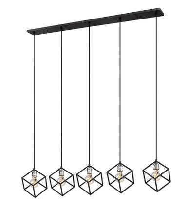 Z-Lite Vertical 5 Light Linear Chandelier in Matte Black + Brushed Nickel 478-5L-MB-BN