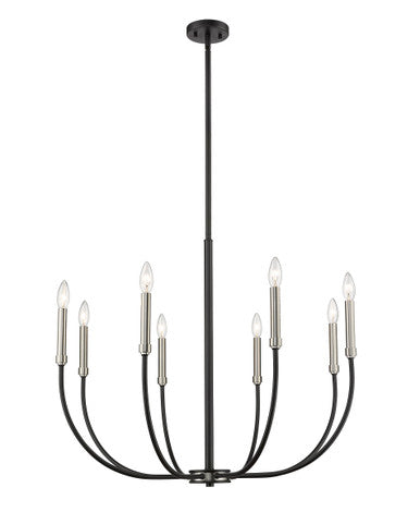 Z-Lite Haylie 8 Light Chandelier in Matte Black + Brushed Nickel 479-8MB-BN