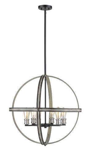 Z-Lite Kirkland 6 Light Chandelier in Ashen Barnboard 472B26-ABB