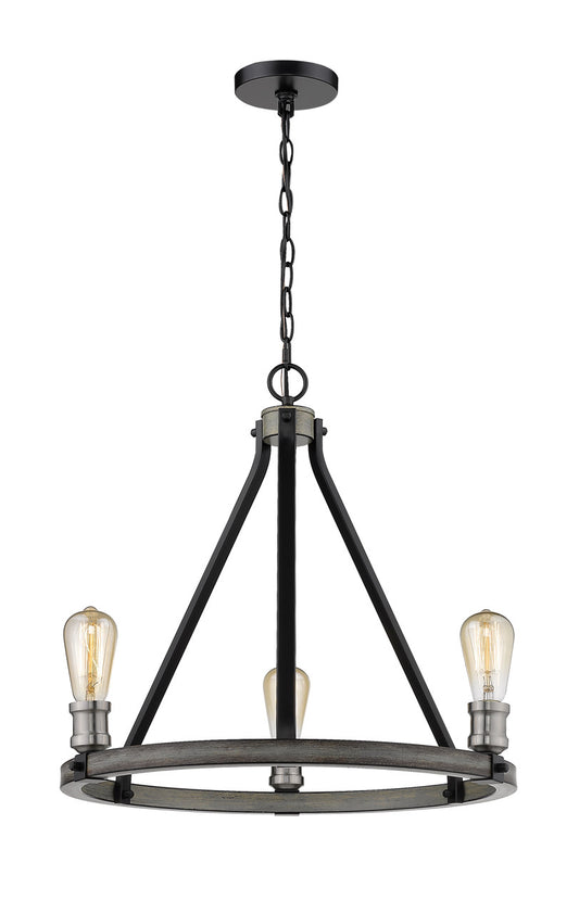 Z-Lite Kirkland 3 Light Chandelier in Ashen Barnboard 472-3ABB