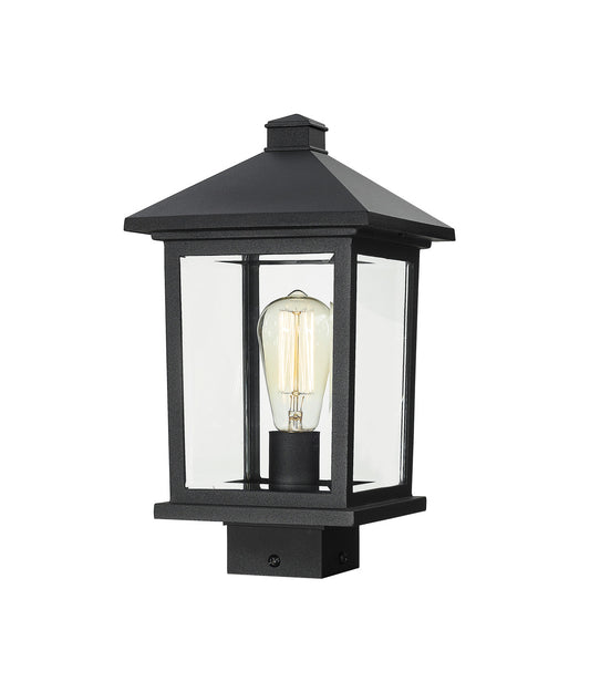 Z-Lite Portland 1 Light Outdoor Post Mount Fixture in Black 531PHMS-BK