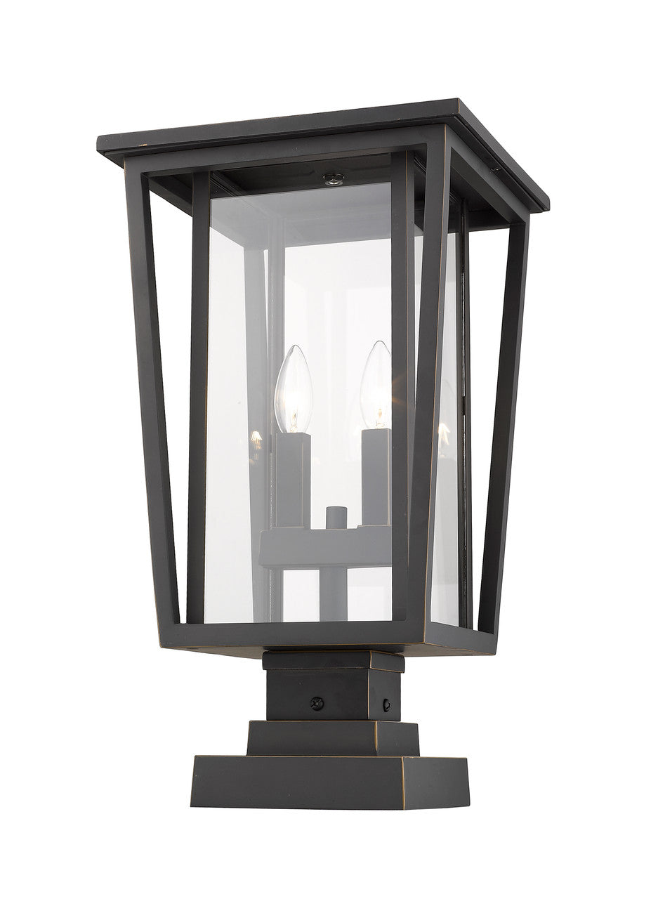 Z-Lite Seoul Outdoor Pier Mounted Fixture in Oil Rubbed Bronze 571PHBS-SQPM-ORB