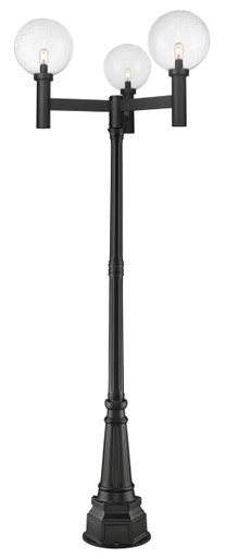 Z-Lite Laurent 3 Light Outdoor Post Mounted Fixture in Black 599BP3-564P-BK