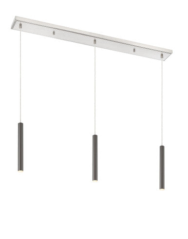 Z-Lite Forest 3 Light Linear Chandelier in Brushed Nickel 917MP12-PBL-LED-3LBN