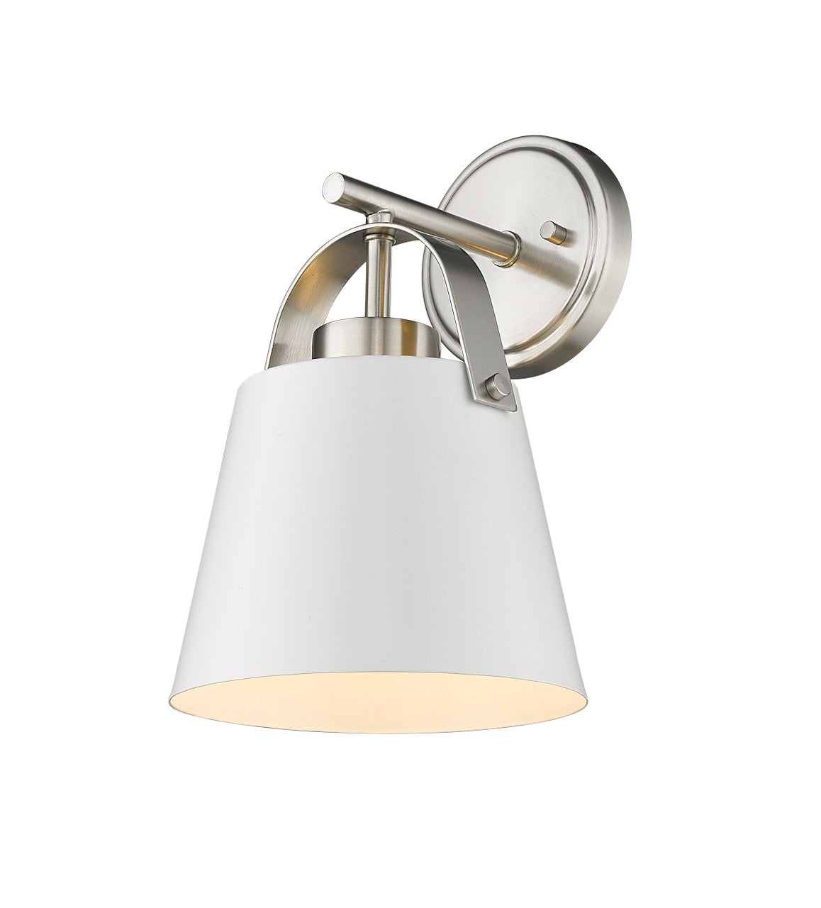 Z-Lite Z-Studio 1 Light Wall Sconce in Matte White + Brushed Nickel 726-1S-MW+BN