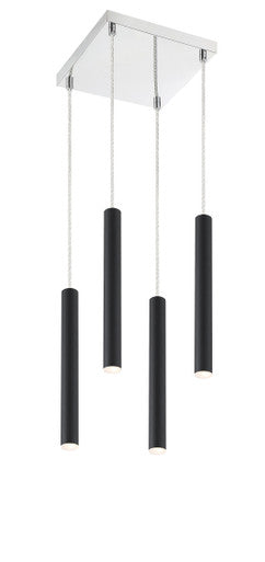 Z-Lite Forest 4 Light Chandelier in Matte Black 917MP12-MB-LED-4SCH