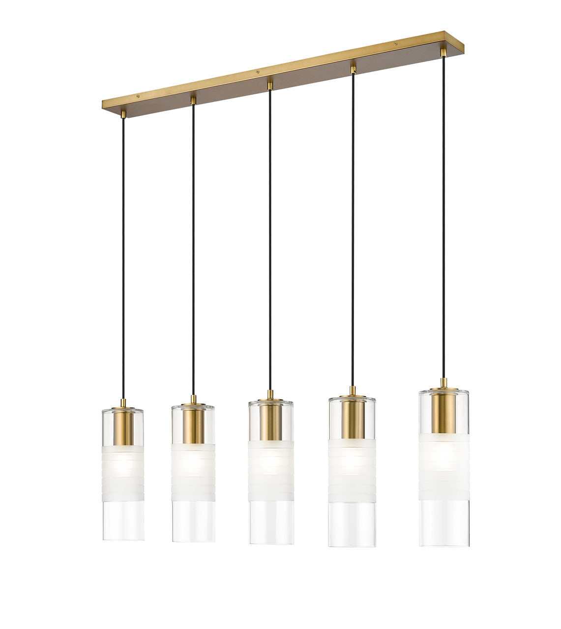 Z-LITE Alton 5 Light Linear Chandelier in Modern Gold 824P-5L-MGLD