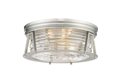 Z-Lite Cape Harbor 3 Light Flush Mount in Brushed Nickel 491F3-BN