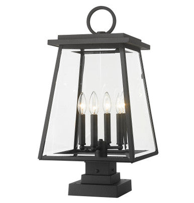 Z-Lite Broughton 4 Light Outdoor Pier Mounted Fixture in Black 521PHBS-SQPM-BK