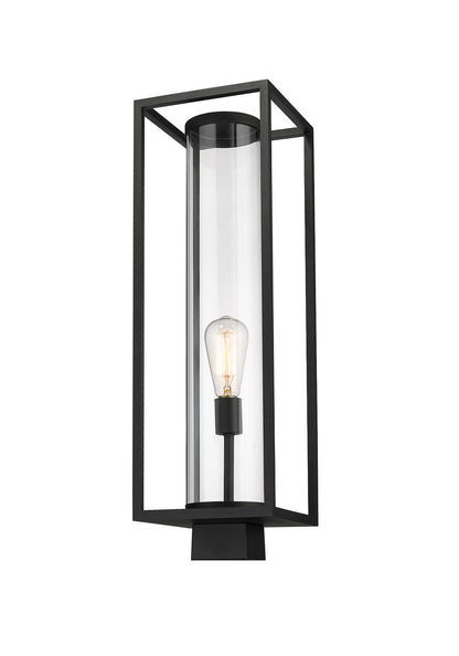 Z-Lite Dunbroch 1 Light Outdoor Post Mount Fixture in Black 584PHBS-BK