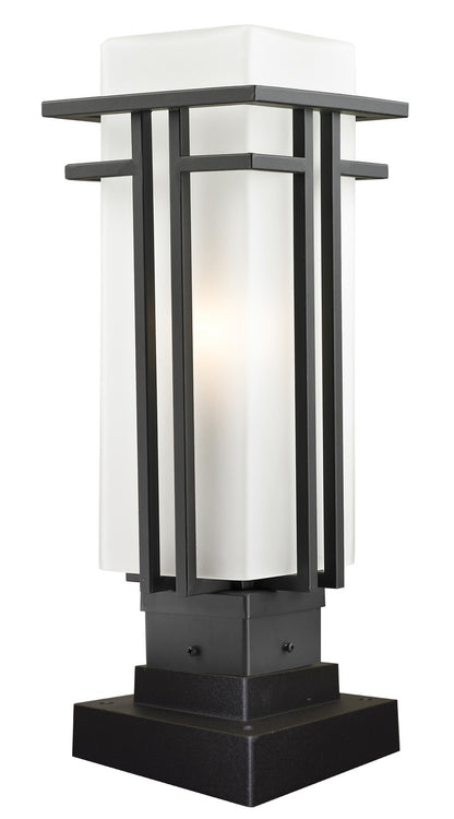 Z-Lite Abbey 1 Light Outdoor Pier Mounted Fixture in Outdoor Rubbed Bronze 550PHM-SQPM-ORBZ