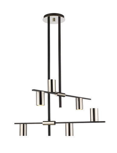 Z-Lite Calumet 6 Light Chandelier in Matte Black + Polished Nickel 814-6MB-PN